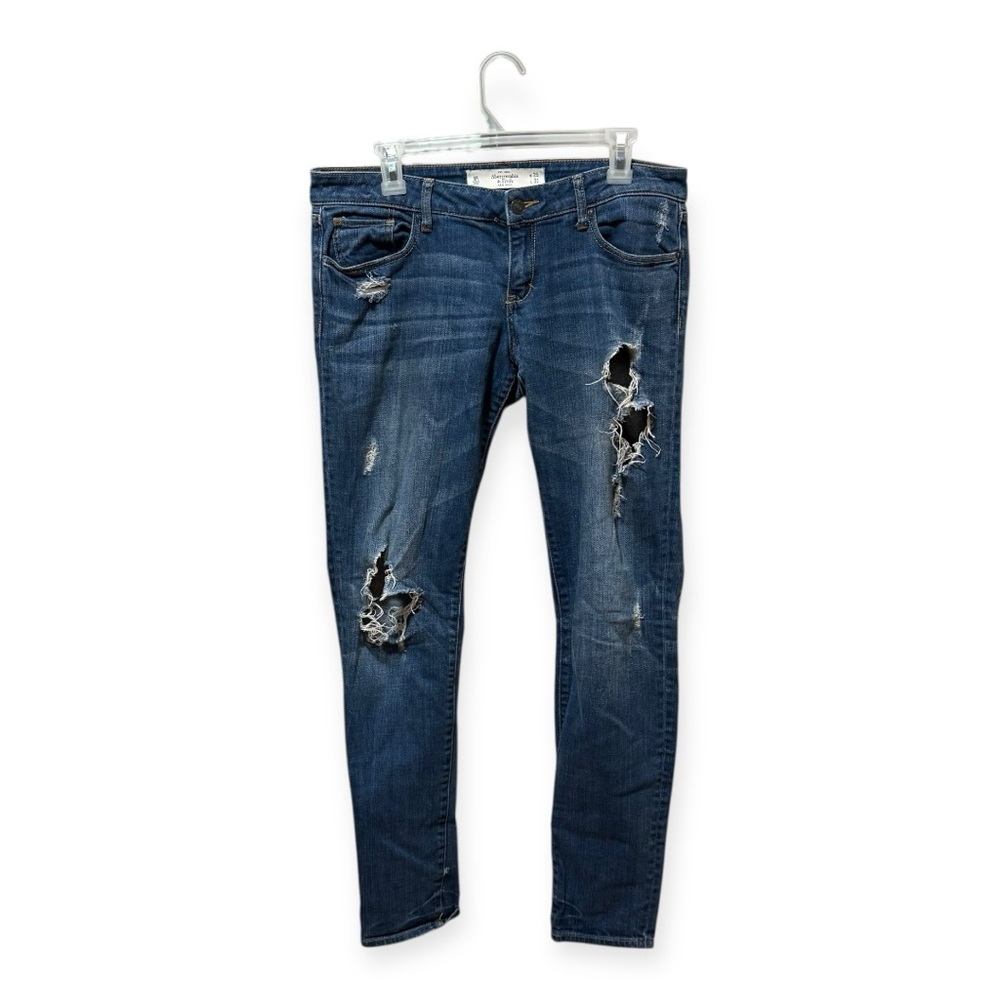 Abercrombie & Fitch Distressed‎ Skinny Jeans 29 W34 Blue Low Rise Ripped Denim